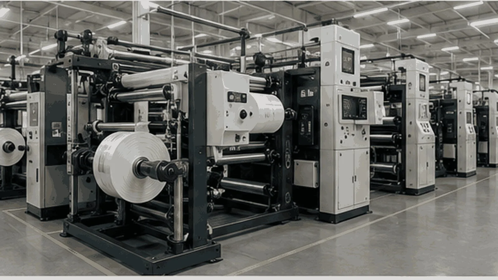Flexible packaging production equipment illustrating how printing method and production setup affect supplier and MOQ evaluation.