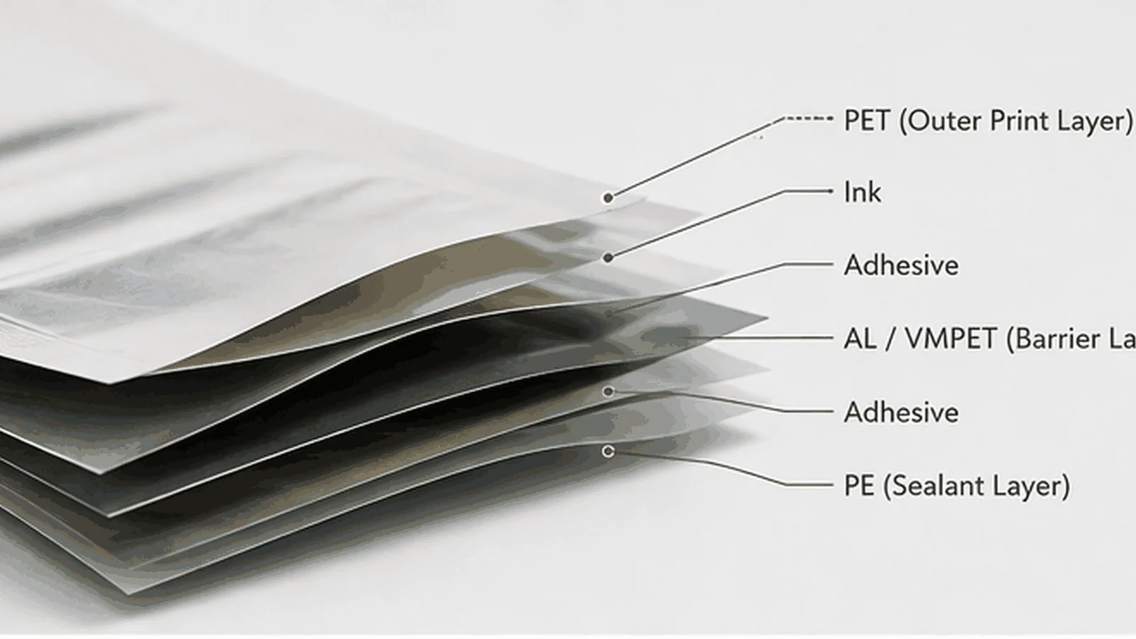 Flexible packaging material layers illustrating how film structure and barrier requirements affect packaging cost.