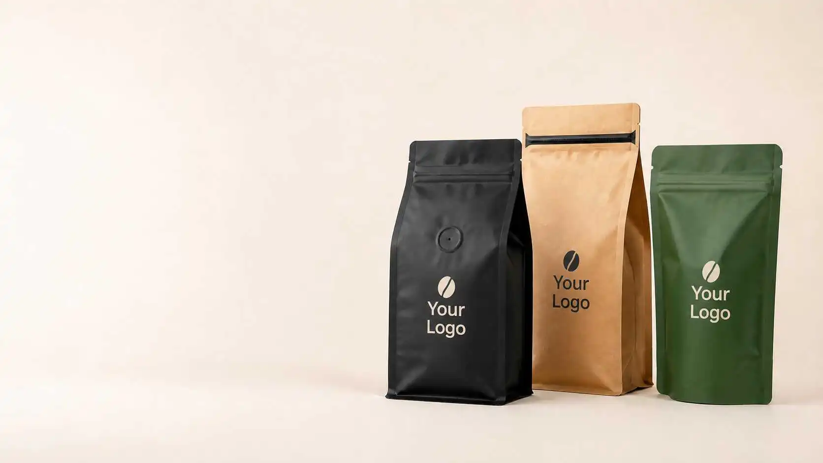 Custom printed coffee bags with branded packaging