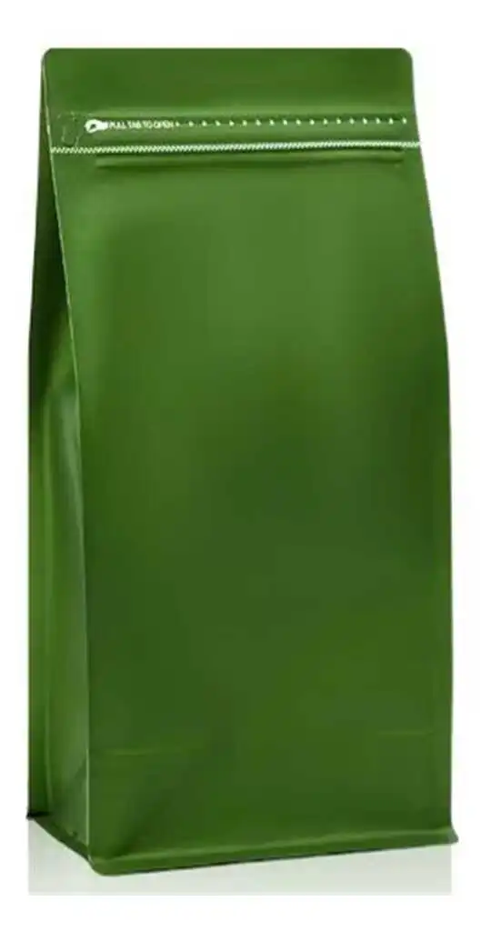 Unprinted green stand-up coffee pouch