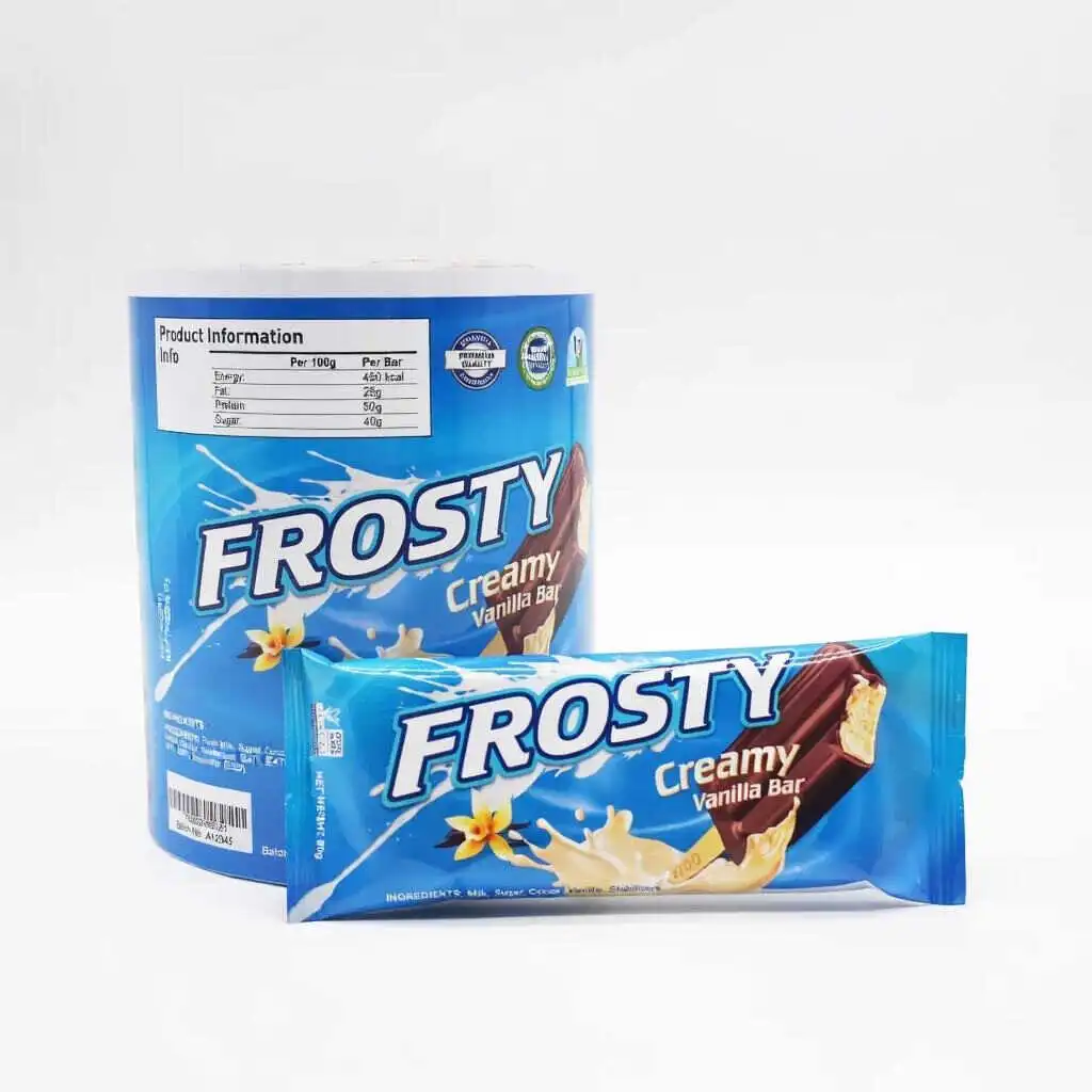 Custom printed frozen food rollstock film for automatic packaging machines