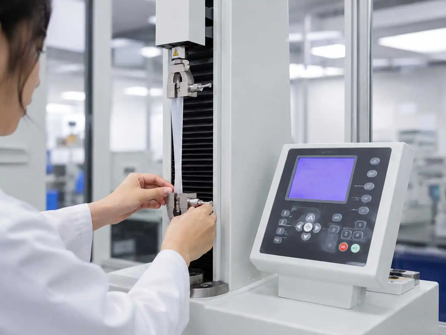Flexible packaging material strength testing for quality verification