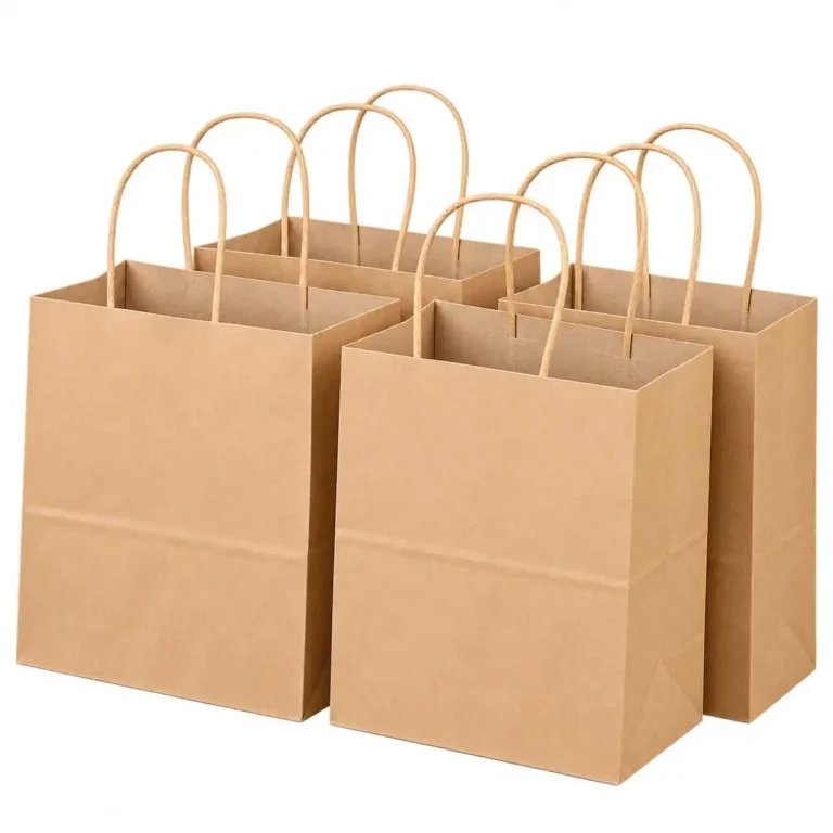 Custom kraft paper shopping bags with handles for retail packaging