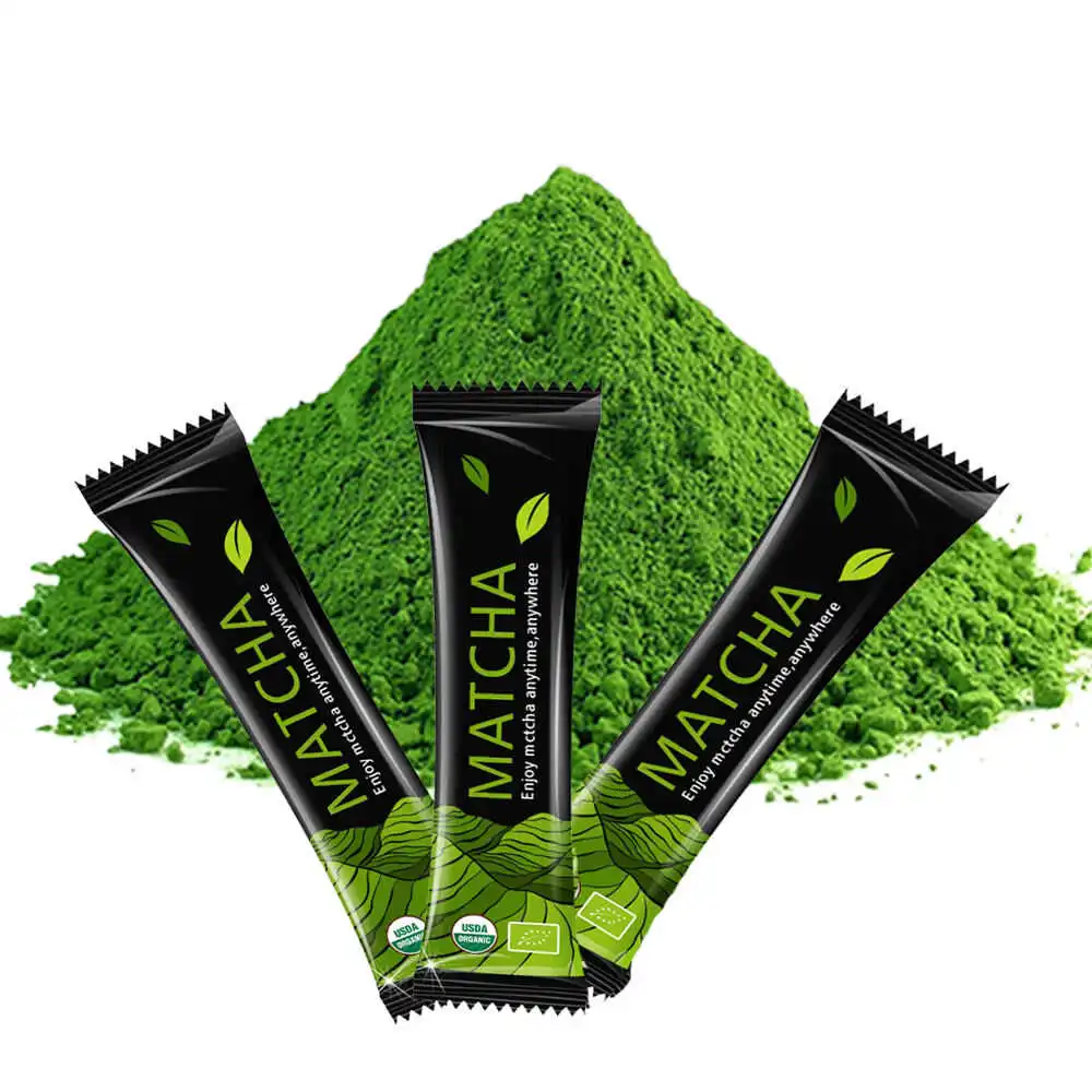 Custom matcha tea stick pack sachets for single serve packaging