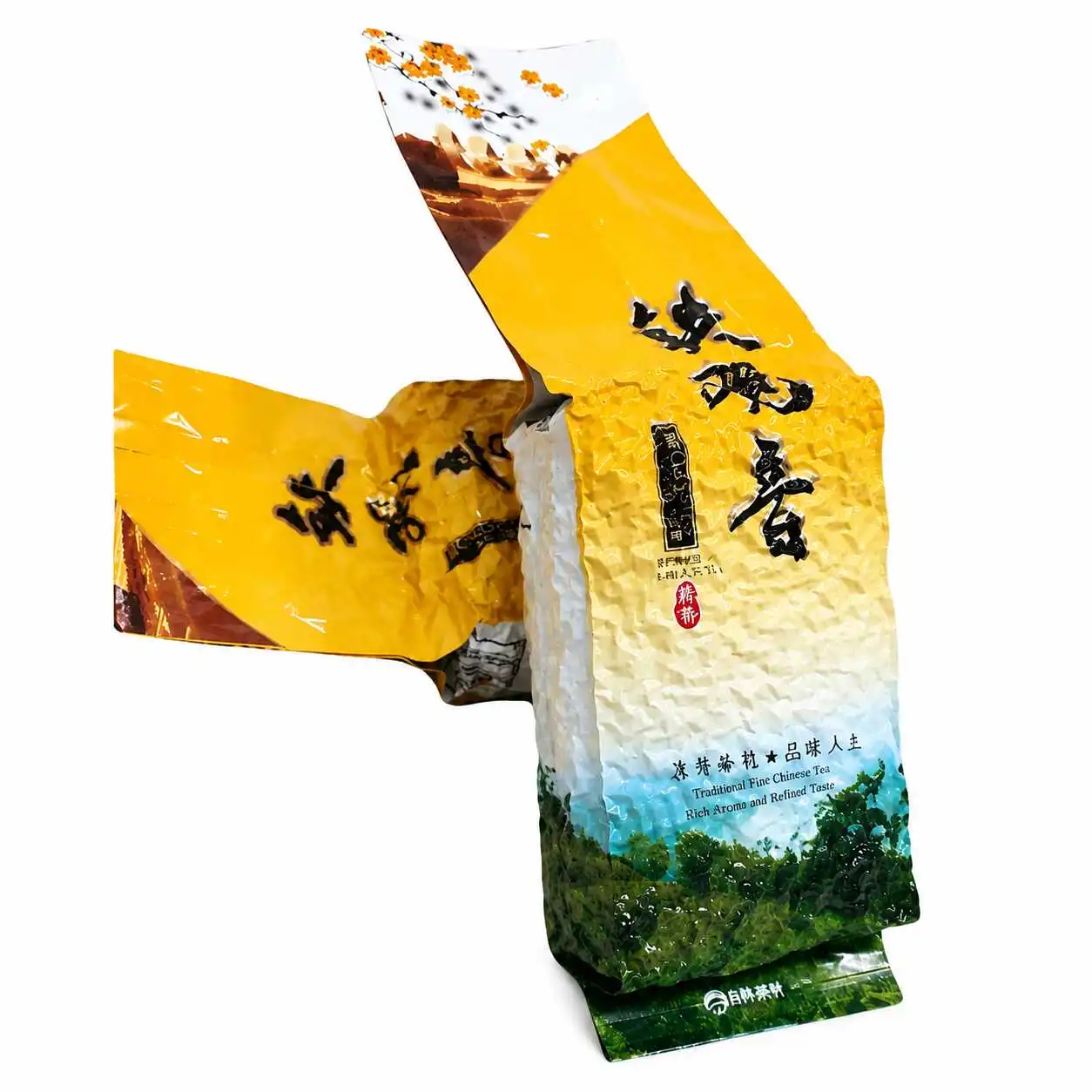 Printed flexible packaging bag for loose leaf tea