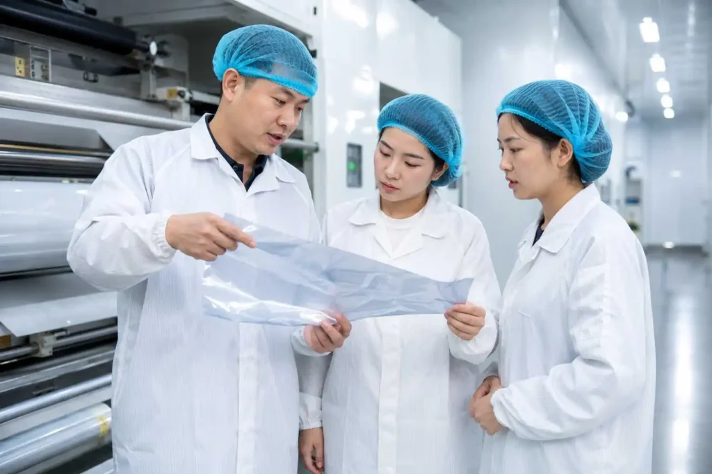 Professional quality control team for flexible packaging production