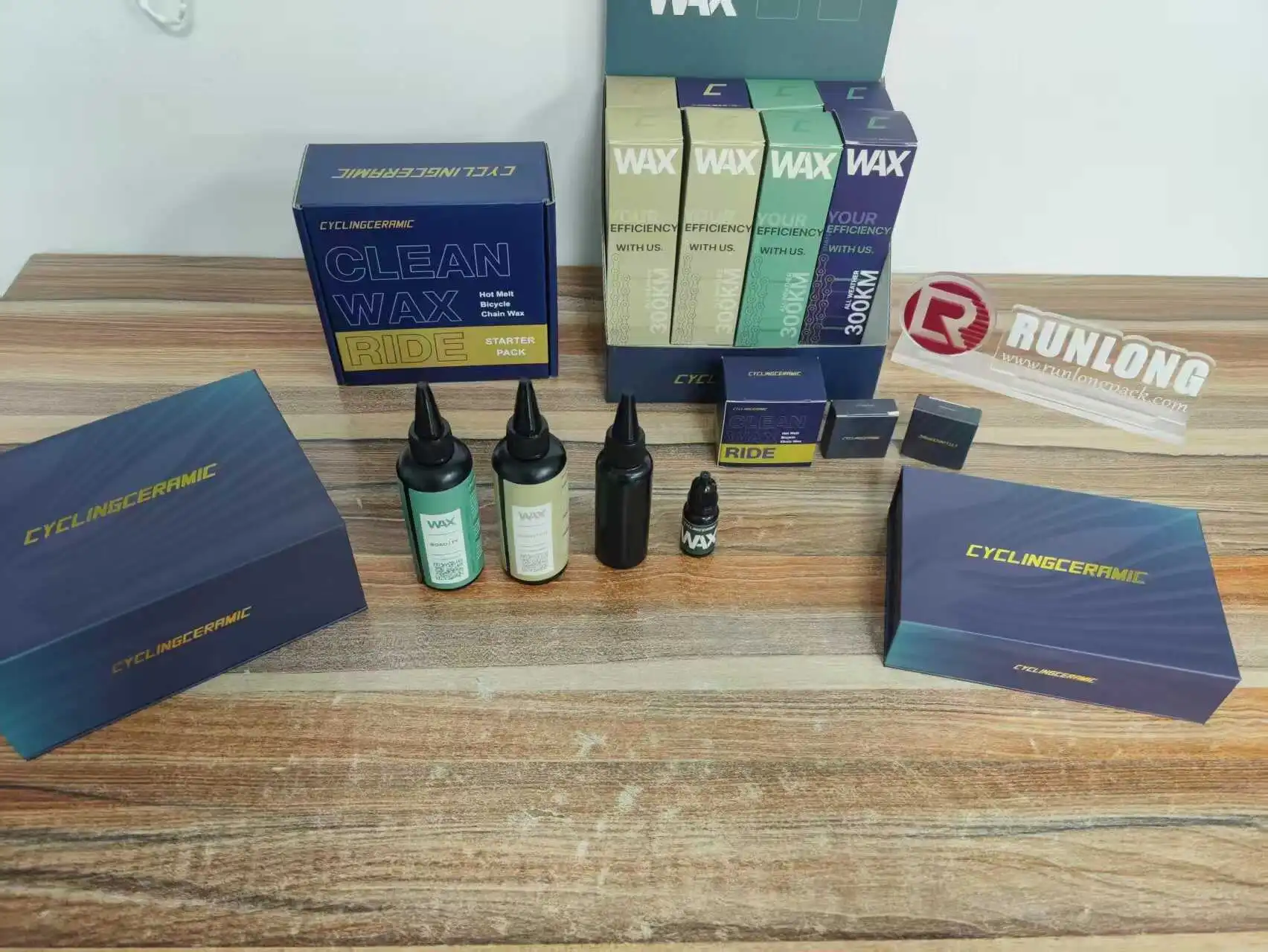 Multiple custom packaging items produced for a long-term French cycling products customer