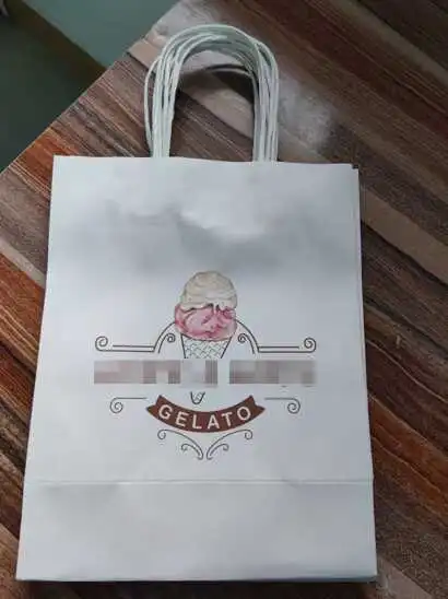 Custom paper shopping bag produced for a U.S. ice cream startup