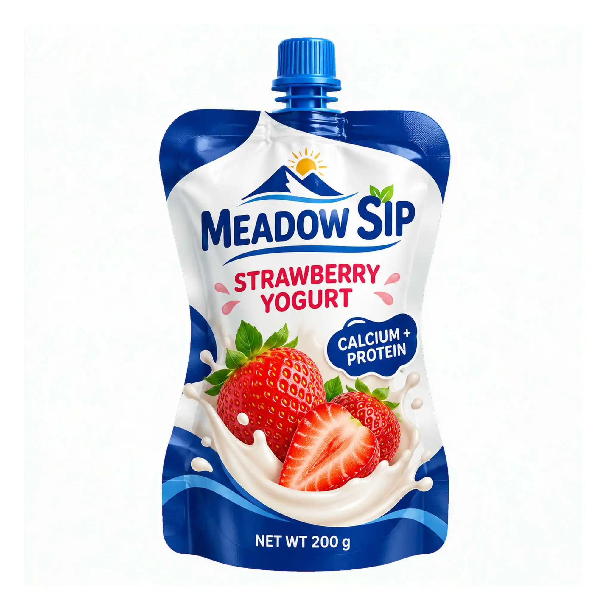 Custom strawberry yogurt spout pouch 200g