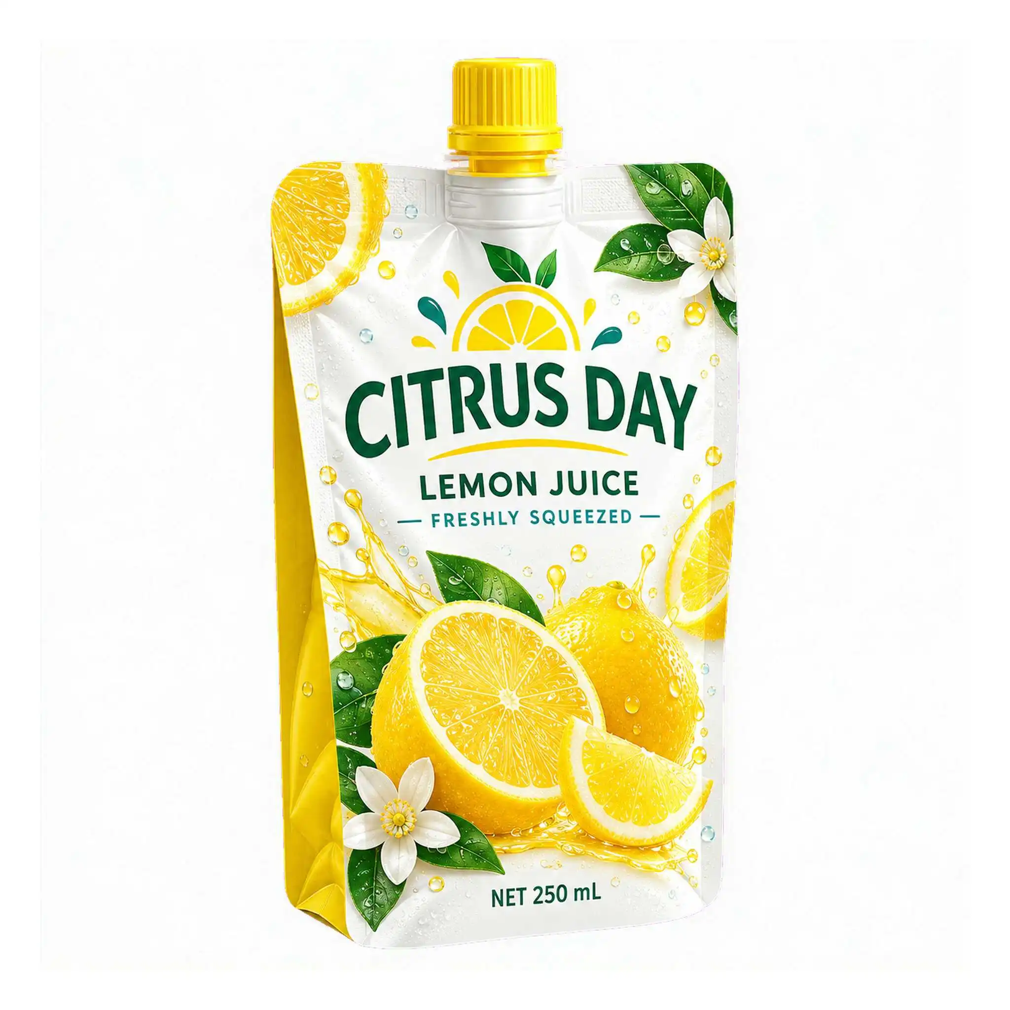 Custom lemon juice spout pouch 250ml