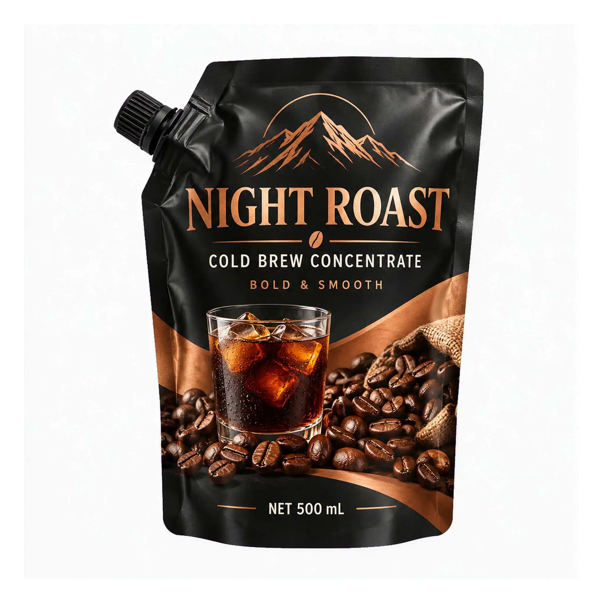 Custom cold brew coffee spout pouch 500ml