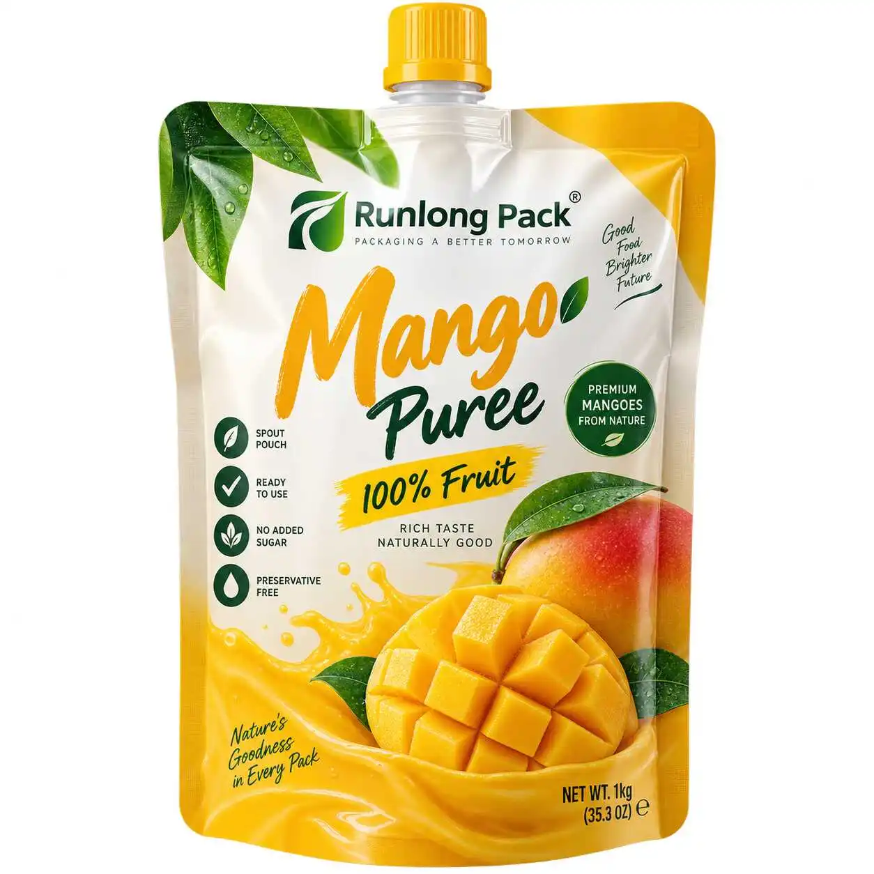 Custom printed spout pouch for mango puree packaging