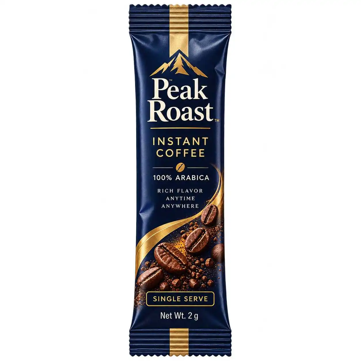 Premium instant coffee stick pack with custom printed packaging