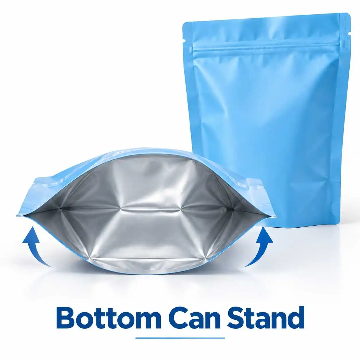 Stand up pouch bottom gusset design showing how the bag stands upright